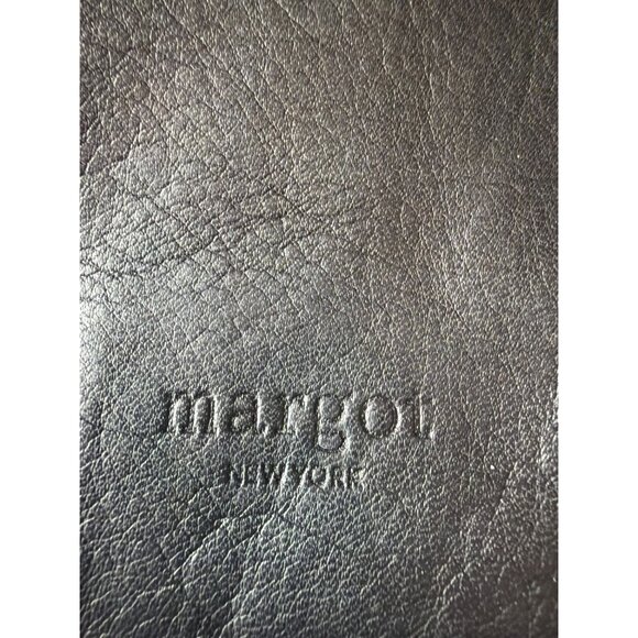 Margot New York Black Leather Crossbody Bag  Adjustable Strap Minimalist - Picture 2 of 6